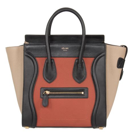 celine luggage handbag leather micro|Celine micro luggage handbag.